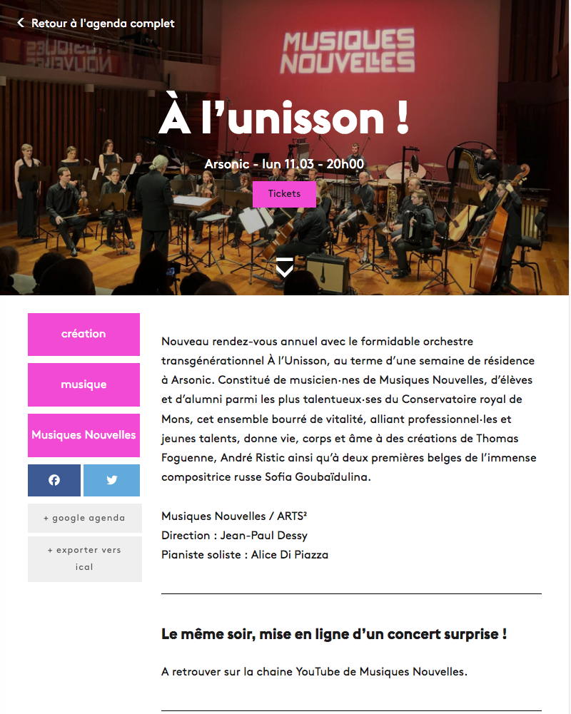 Orchestre transgénérationnel <i>« À l’Unisson »</i>.